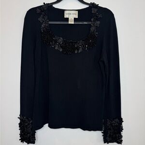 Vintage Victor Costa designer Beaded Sequinned embellishment top size medium